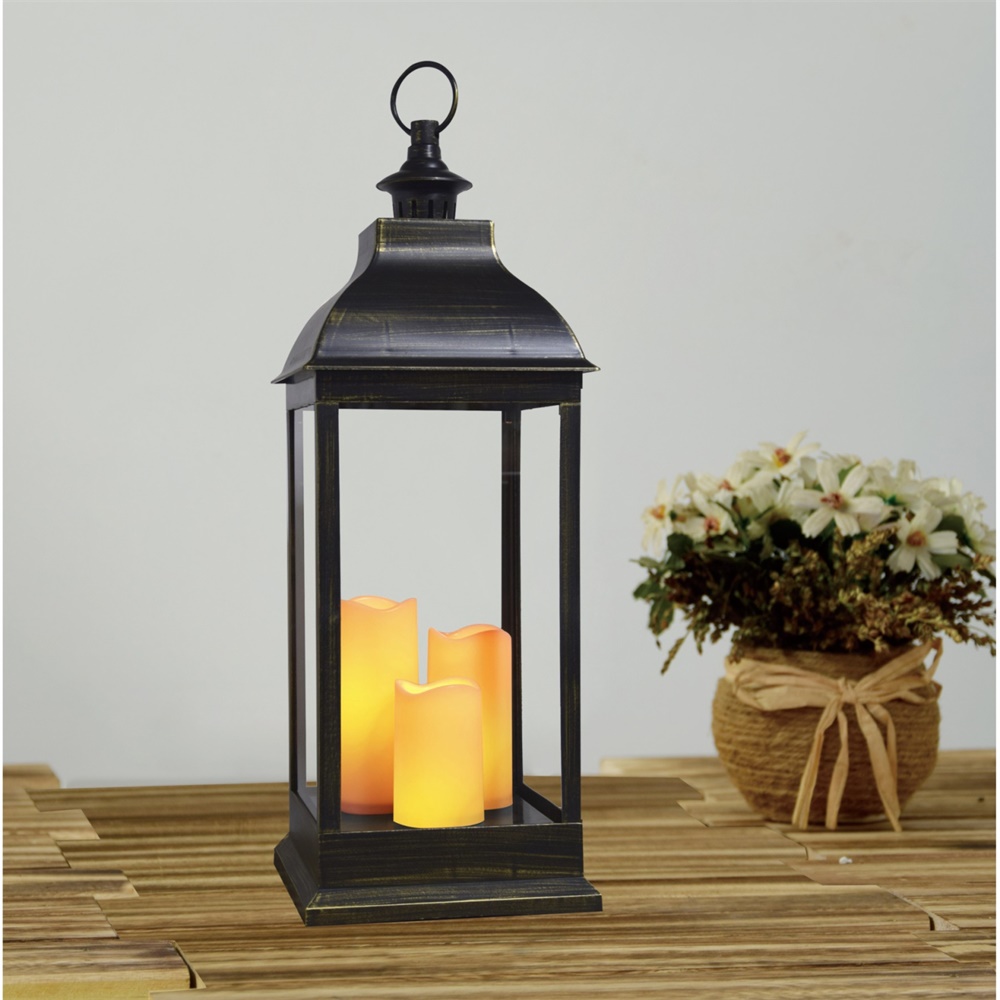 27123 Solar LED Pillar Candle Lantern