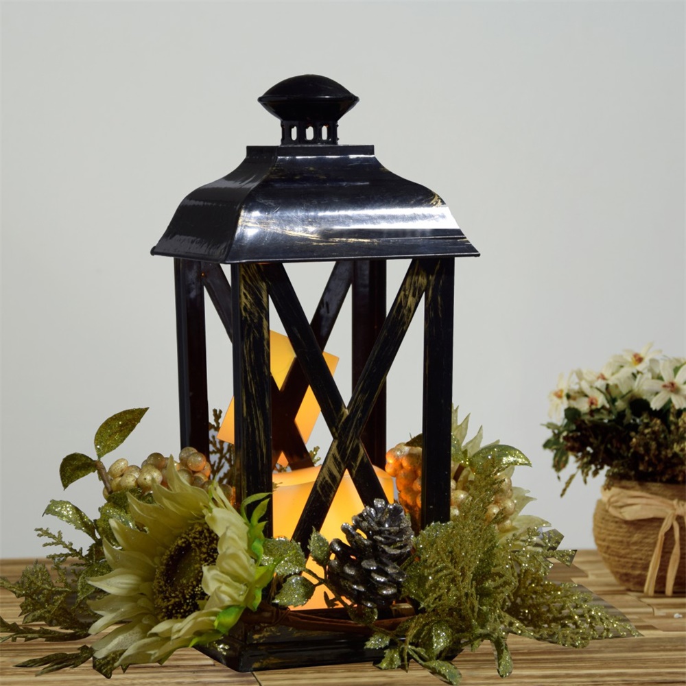 27126 Christmas Decoration Solar LED Pillar Candle Lantern