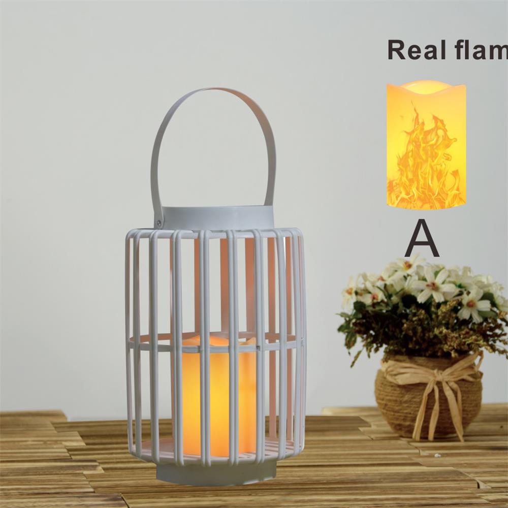 27131 Yard Decoration Plastic Vintage Solar LED Candle Lantern White