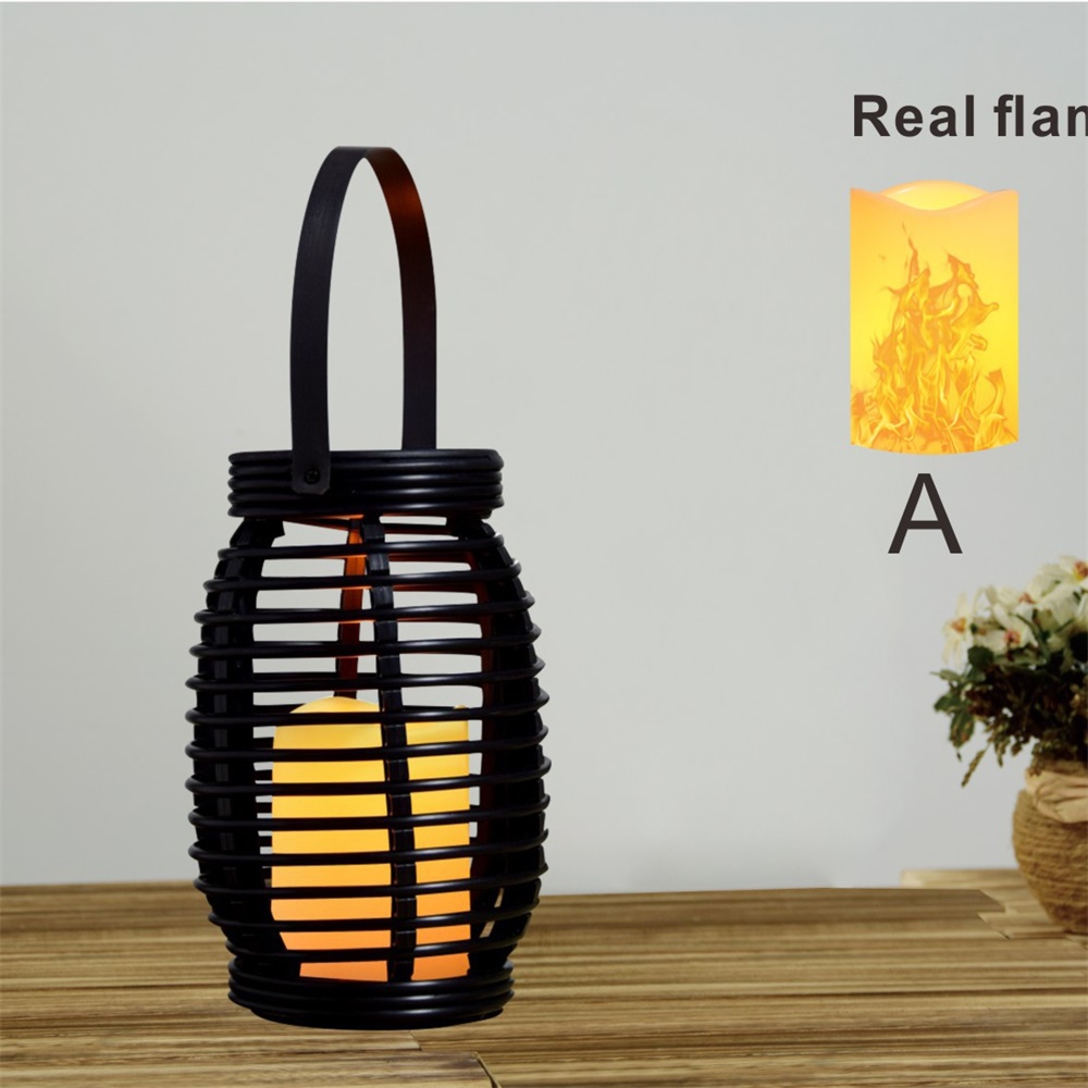 27135 Yard Decoration Plastic Vintage Solar LED Candle Lantern 