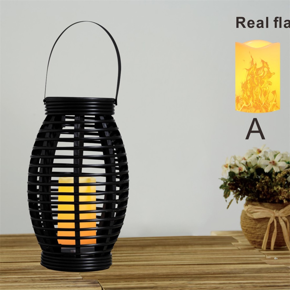 27136 Chinese Factory Vintage Plastic Solar LED Candle Lantern 