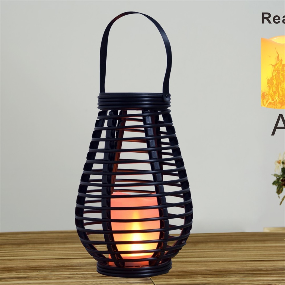 27139 Chinese Factory Vintage Plastic Solar LED Candle Lantern 