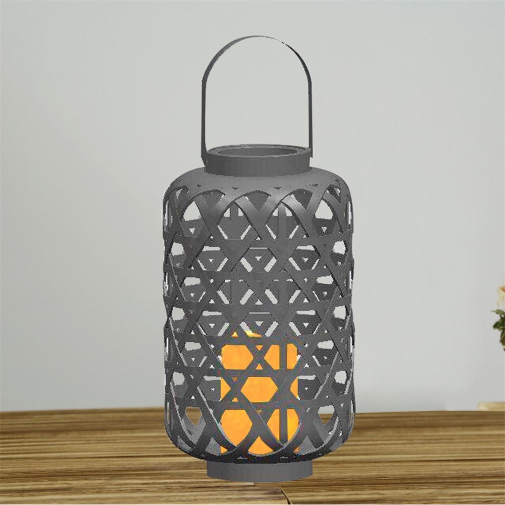 27140 Rattan Woven Imitating Solar LED Candle Lantern 