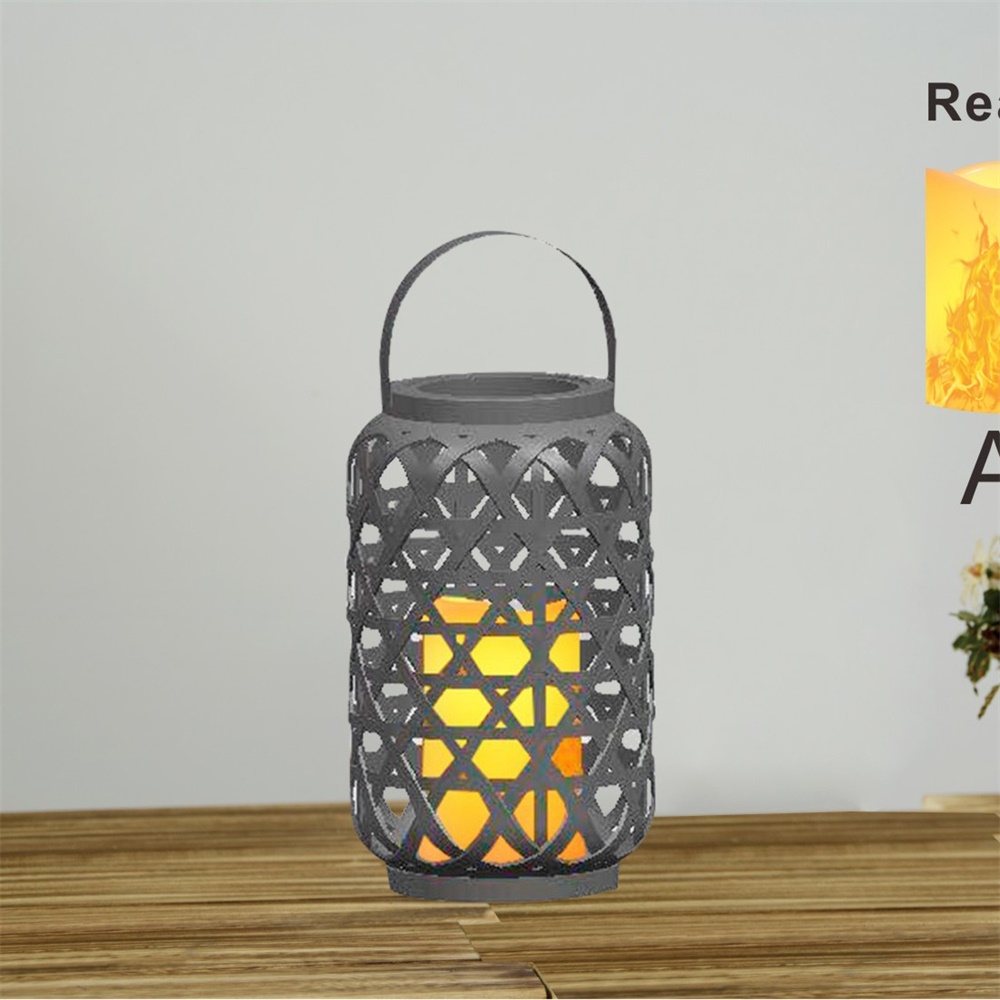 27141 Rattan Woven Imitating Solar LED Candle Lantern 