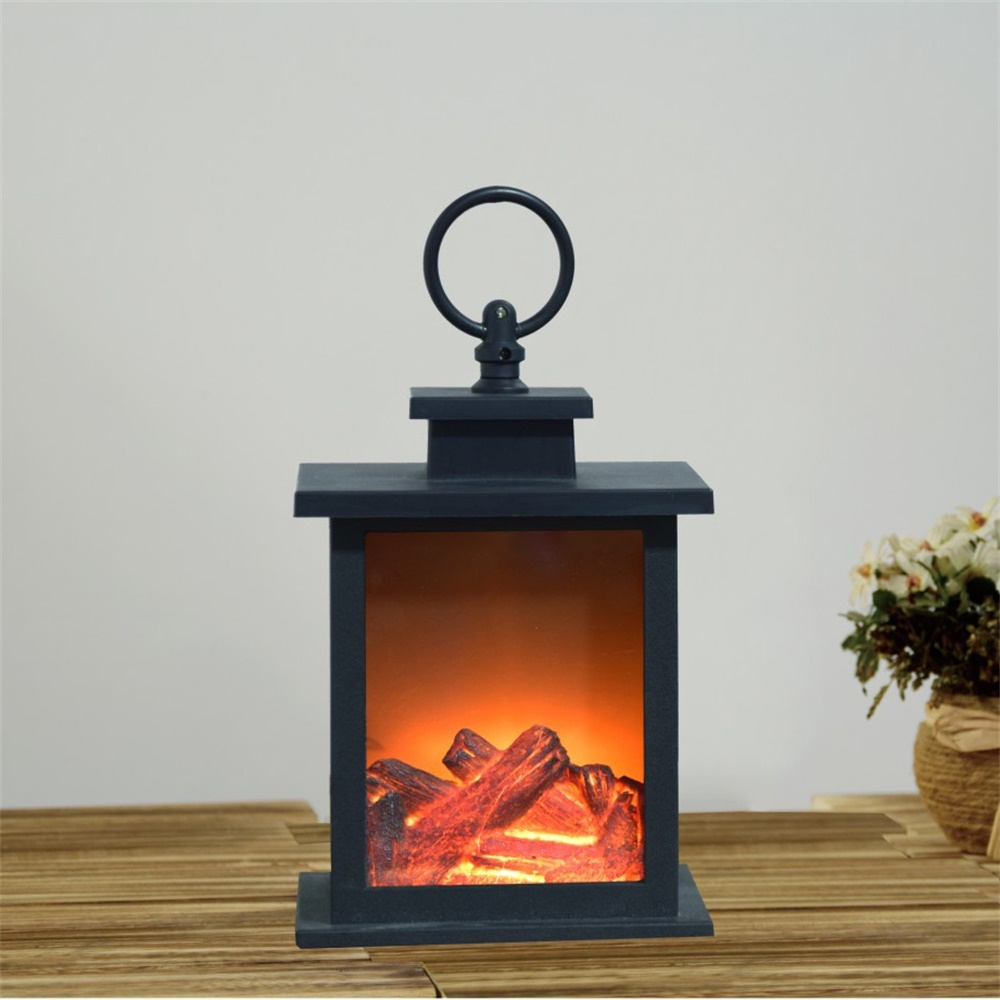 27162 Flameless Plastic Solar LED Fireplace Lantern 