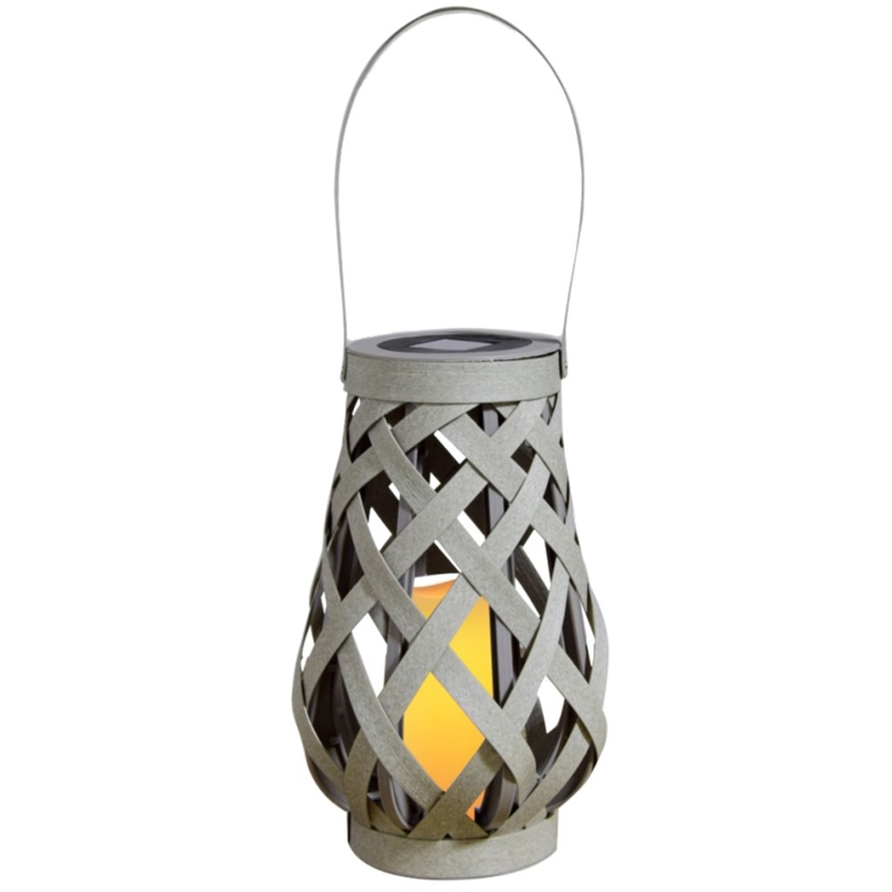 27176 Rattan Woven Imitating Solar LED Candle Lantern