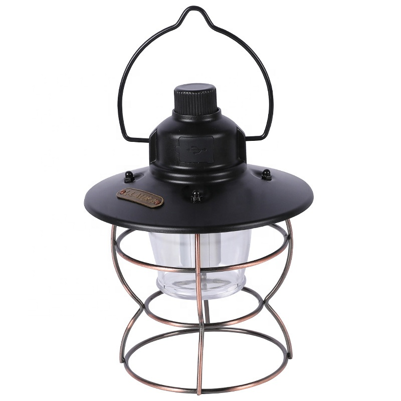 WT100 Iron ABS Type C Rechargeable Power Bank Luxury Tungsten Retro Portable Led Camping Lamp
