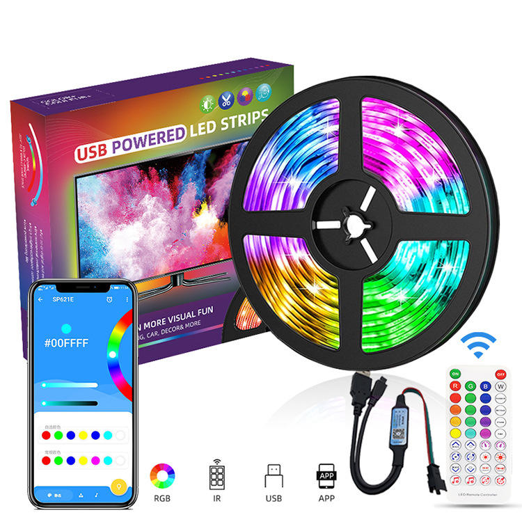 WT110 Music Sync Color Changing Flexible Rope Lights with Remote App Control 5050RGB Led Strips Lights for Party Home Decoration