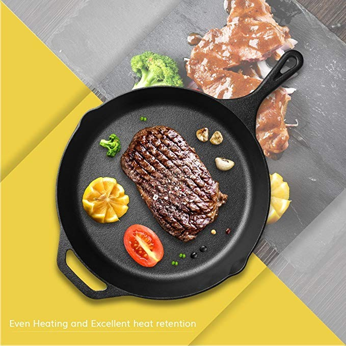 WT112 Non stick frying pan flat cast iron korean bbq skillet 6 inch 
