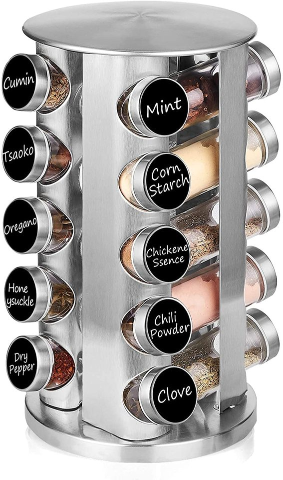 WT117  Custom kitchen Countertop 5 Tiers Metal Round Rotating Spice Rack for storage 20 Spice Jars