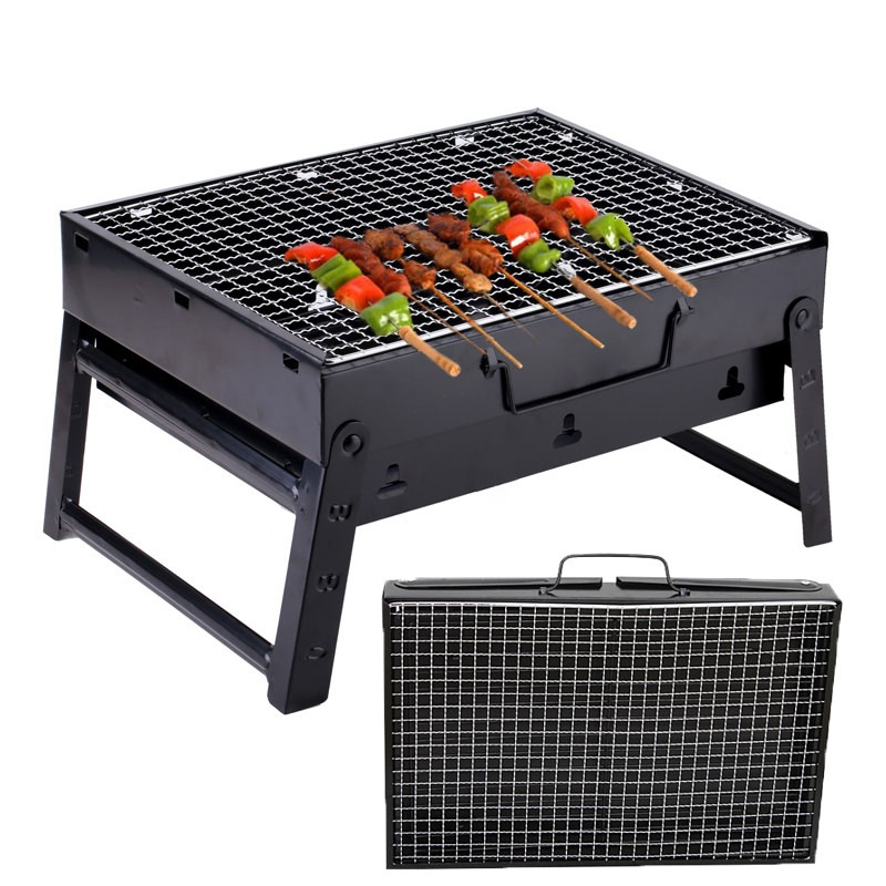 WT126 Outdoor Barbecue Grills Portable Folding Charcoal Grill For Picnic Black Steel Collapsible Barbecue Oven
