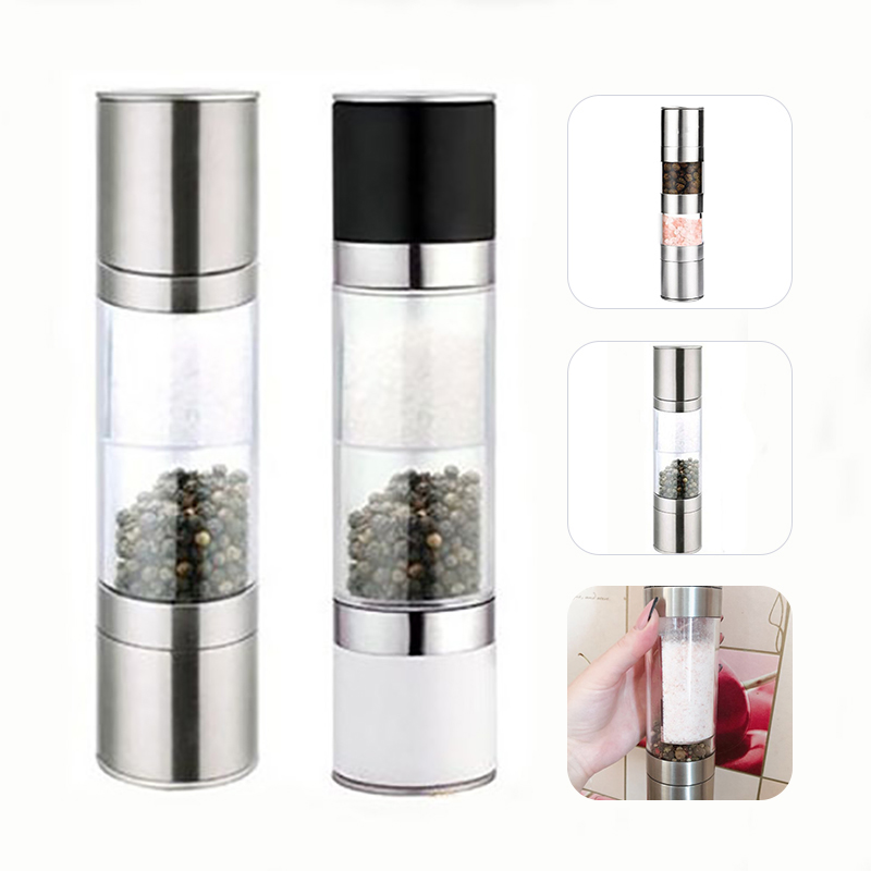 WT132 2 In 1 Pepper Grinder Stainless Steel Manual Spice Mill Salt and Pepper Spice Grinder Kitchen Tools Accessories for Cooking