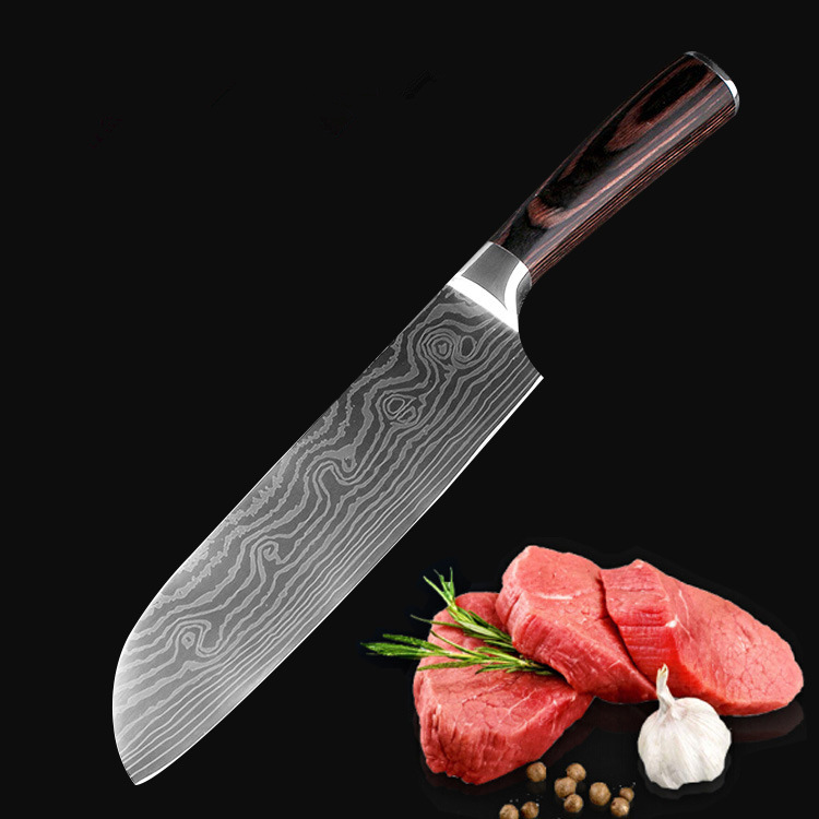 WT171 Stainless steel fish raw knife 7 inch Japanese kitchen knife laser wavy Damascus chef knife
