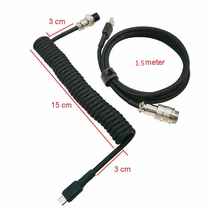 WT176 GX16 Aviator Type C USB A Double sleeve Cable USB C Custom Mechanical Keyboard Coiled Cable