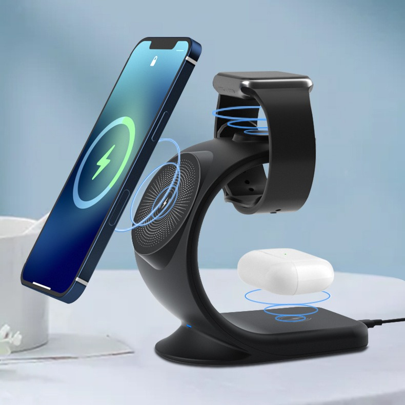 WT185 Magnetic Wireless Phone Charger 3 In One Charger Wireless-Charger For Iphone And Apple Watch