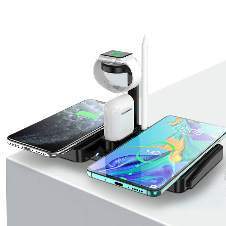 WT190 4 In 1 Premium Multipurpose Phones Smart Watch Wireless Charger Dock Station Phones For Airpords