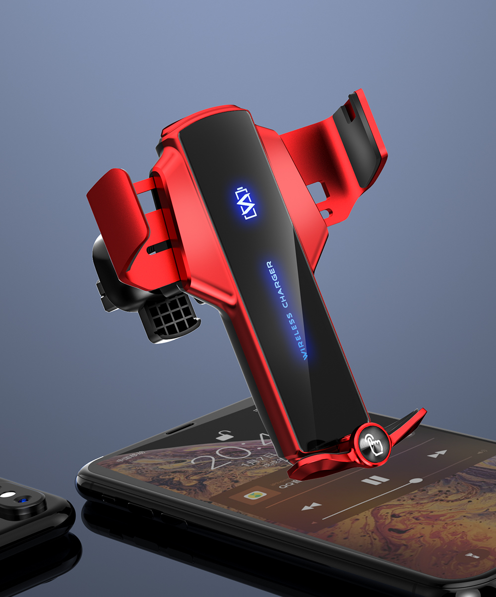 WT200 touch inteIIigent induction car wireless charging mobile phone bracket air outlet 15W luminous LOGO magic clip
