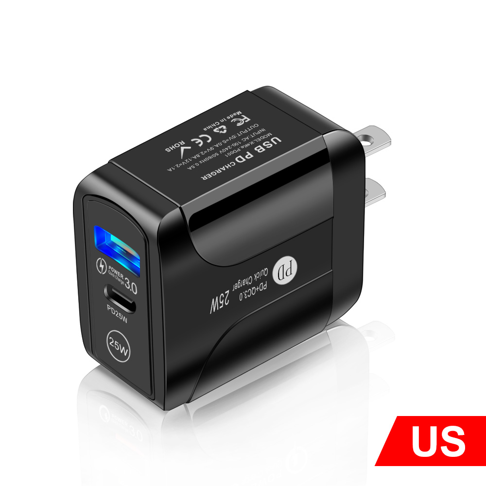 WT202 PD 25W Cell Phone Charger Quick Charge 3.0 Type C USB Charger For iPhone13 Pro Max Samsung Xiaomi Mobile Phone Fast Charging