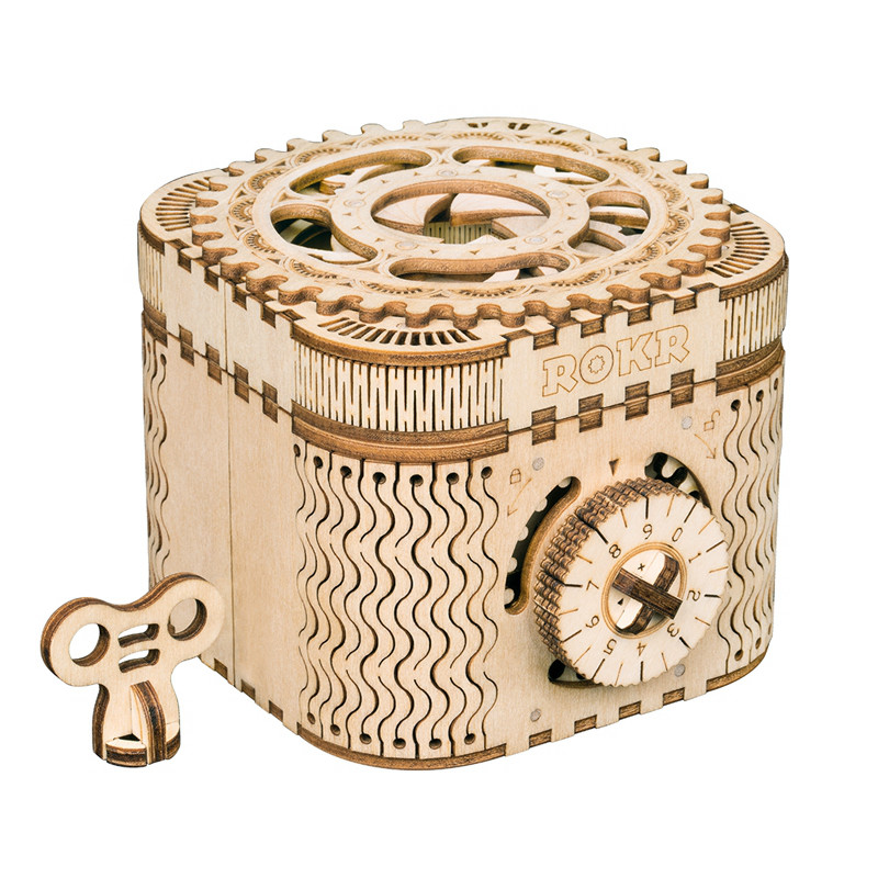 WT240 DIY 3D Treasure Box Wooden Puzzle Game Assembly Toy Gift for Children Teens Adult