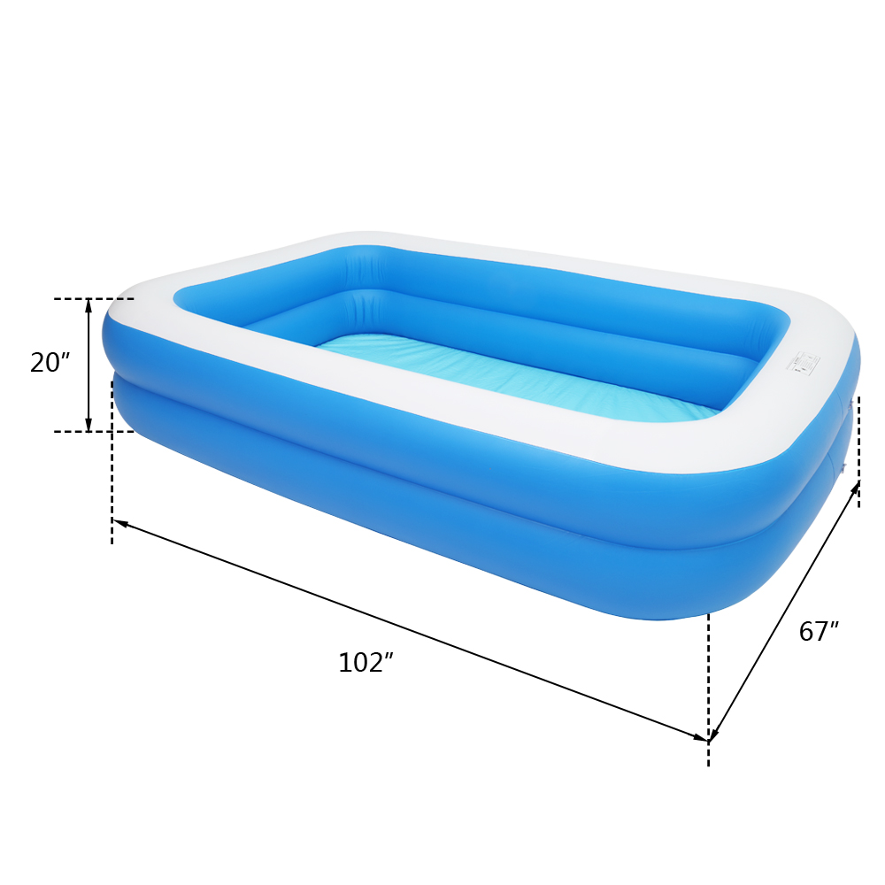 WT246 102x 70x 22 Inch Big Swimming Pool for family Rectangular Inflatable Swimming Pool PVC Pool Bathing Outdoor