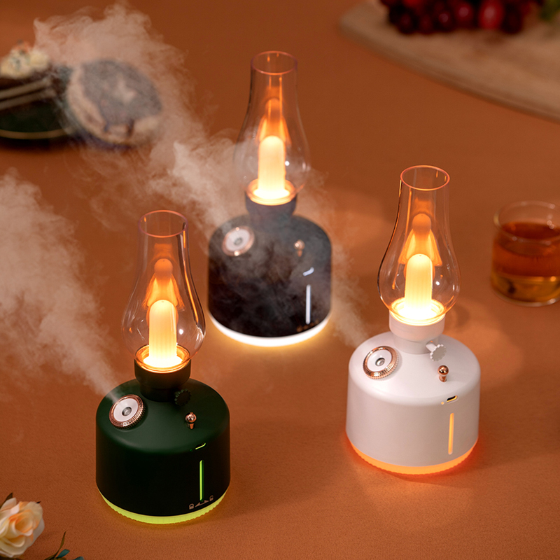 WT105 USB Charging Vintage Camping Lantern Mini Colorful Night Lights with Air Humidifier for Indoor, Outdoor