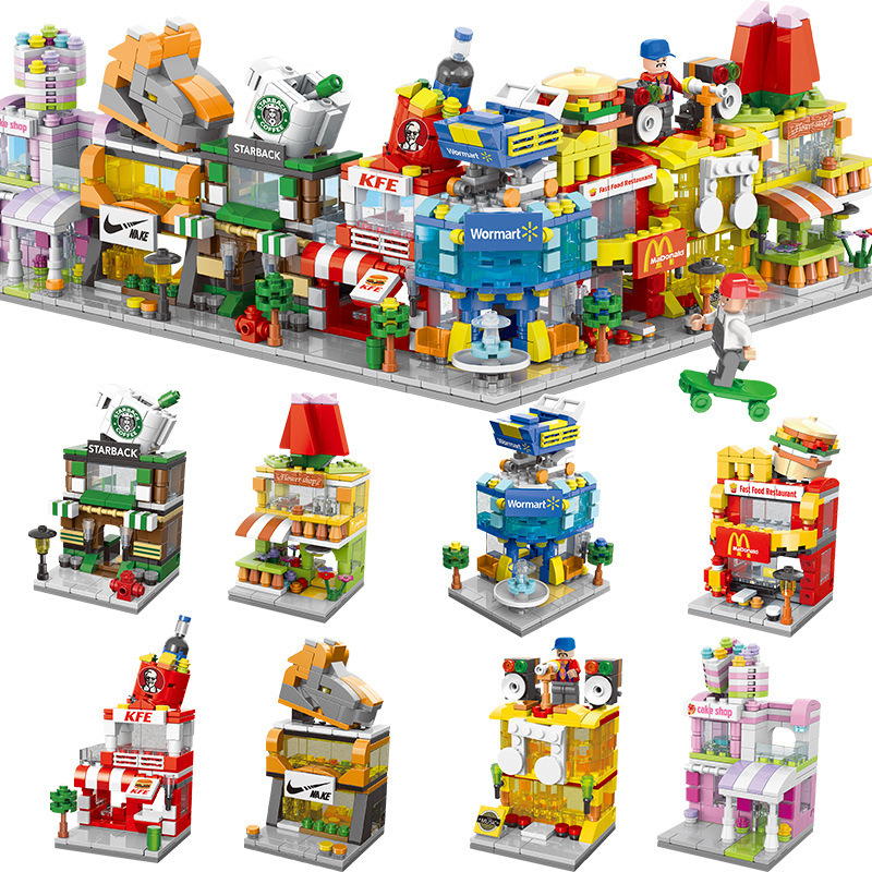 WT063 LEGO Street View Street View Street Building Blocks Puzzle Toys for Kids