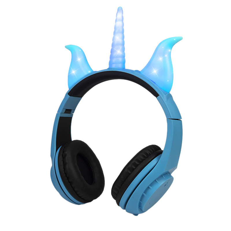 WT128 Head-on glowing rhino horn headphones Christmas sale personality headphones