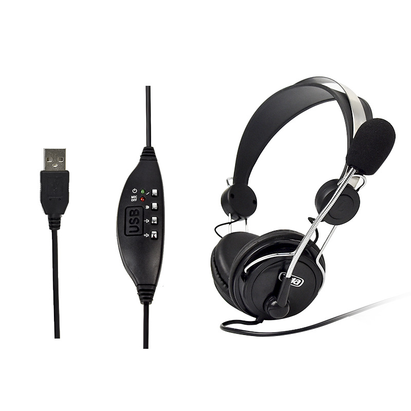 WT129 Head-mounted USB plug computer headset headset