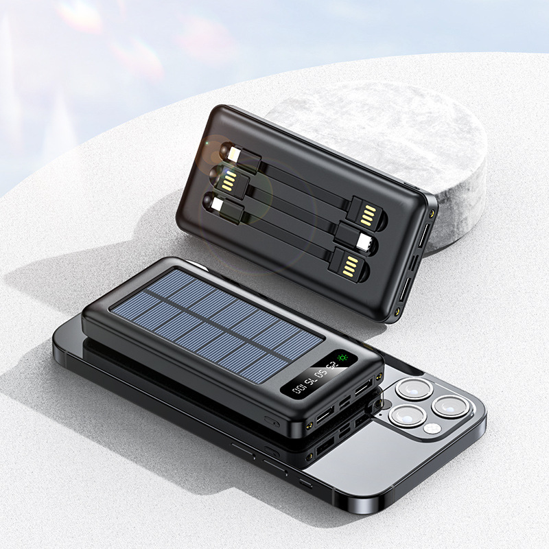 WT137 30,000 mAh solar power bank large capacity with linear light outdoor portable power bank